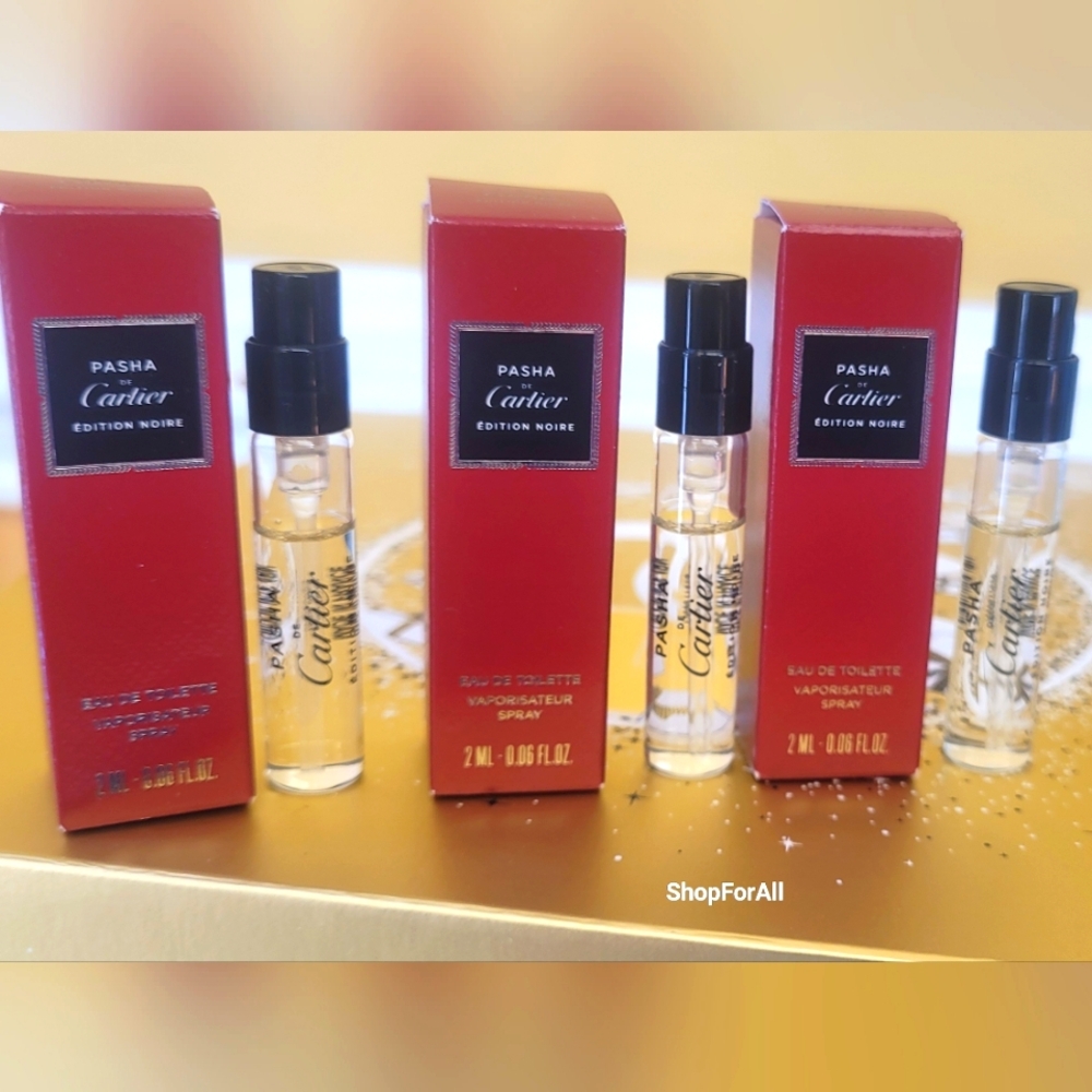 3 PASHA DE Cartier Edition NOIR EDT Spray Travel Sample Vial 1.5mL each …